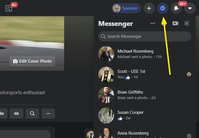 Click on the facebook messenger icon to begin