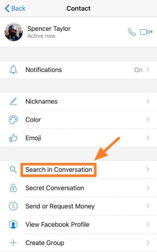 Search facebook messenger on iphone