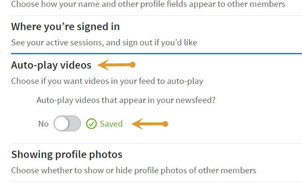 Step 4 to linkedin auto play feature turn off